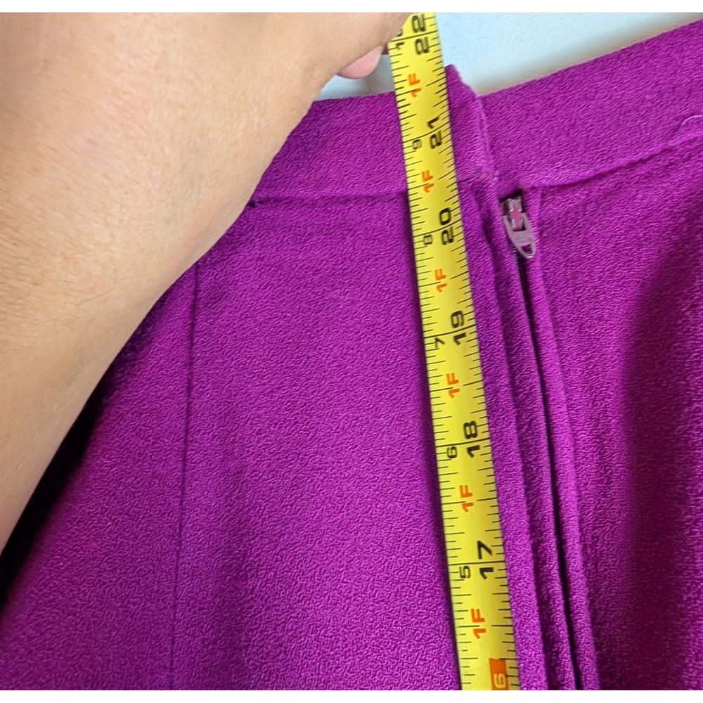 Tahari Vintage Magenta 100% Wool Pencil Skirt Made in USA Size 12 Purple - Picture 10 of 15